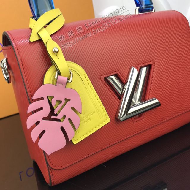 LV包 lv新款女包 M50282 黑樹葉手袋 Twist中號手袋 LV紅色手提女包 LV單肩斜挎包  ydh3378